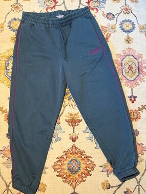 Puma Dusty Blue Sweatpants with Pink Piping Large